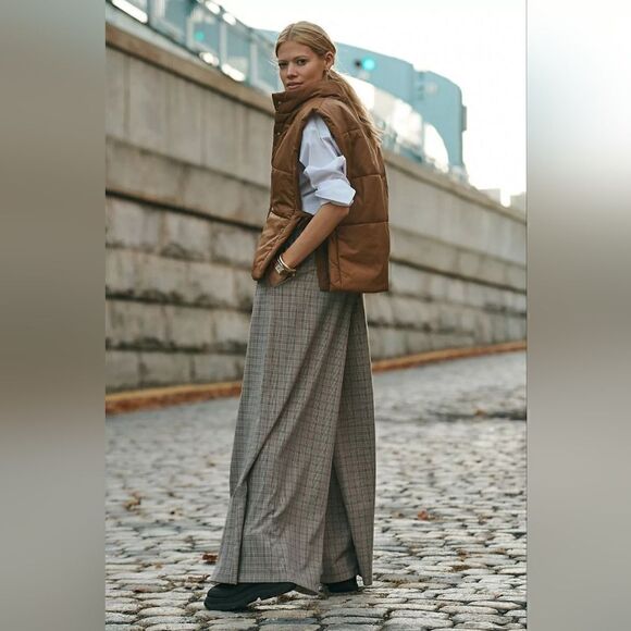 Anthropologie Corey Lynn Calter Pleated Wide-Leg Plaid Trousers Size Medium NWT - Picture 8 of 12